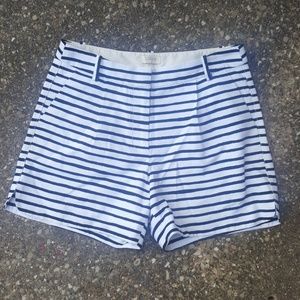 J. Crew White Black Stripe Pleated Shorts 2